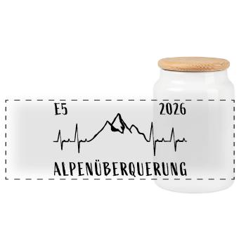 Crossing the Alps E5 2026 - Panoramic Cookie Jar with Wooden Lid - white - Front