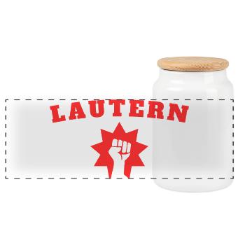 Kaiserslautern - Panoramic Cookie Jar with Wooden Lid - white - Front