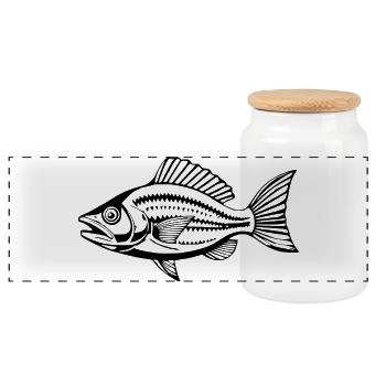 Fish Angler T-shirt Gift Angler - Panoramic Cookie Jar with Wooden Lid - white - Front