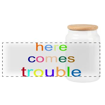 here_comes_trouble - Panorama Keksdose mit Holzdeckel - Weiß - Vorne