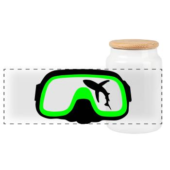 Diving goggles - Panoramic Cookie Jar with Wooden Lid - white - Front