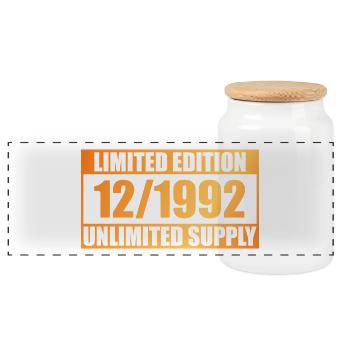 33rd Birthday Limited Edition - ꝏ Supply 12/1992 - Panoramic Cookie Jar with Wooden Lid - white - Front