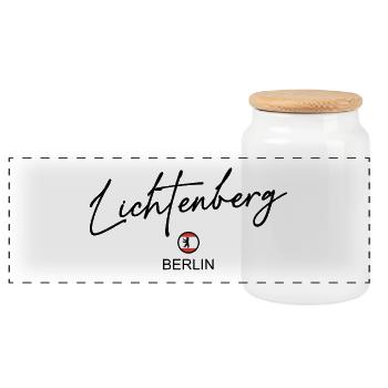 Lichtenberg - Drapeau de Berlin - Ours de Berlin - Boîte à biscuits avec couvercle en bois - blanc - Devant