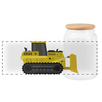 Bulldozer - Panoramic Cookie Jar with Wooden Lid - white - Front