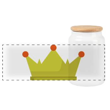 Crown - Panoramic Cookie Jar with Wooden Lid - white - Front