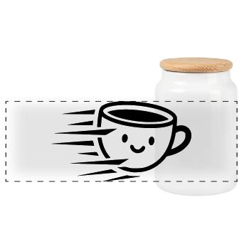 Café sucré ami pour la bonne humeur - Boîte à biscuits avec couvercle en bois - blanc - Devant