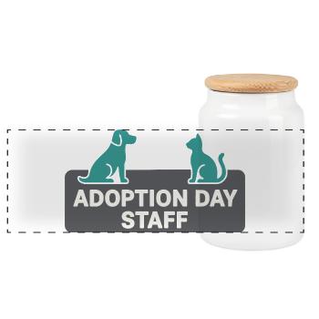 Adoption Day Pet Rescue Shelter - Panoramic Cookie Jar with Wooden Lid - white - Front