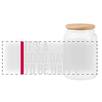 Bonjour sois heureux Motivation positive Dire bonheur - Boîte à biscuits avec couvercle en bois - blanc - Devant