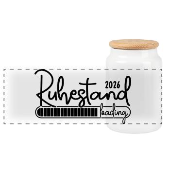 Ruhestand 2026 Loading Rente 2026 - Panorama Keksdose mit Holzdeckel - Weiß - Vorne