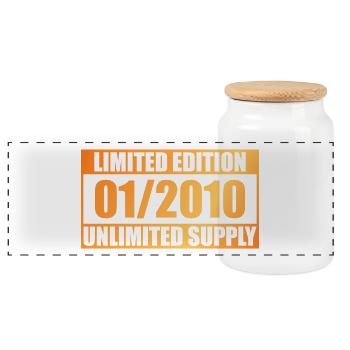 16th Anniversary Limited Edition - ꝏ Supply 01/2010 - Panoramic Cookie Jar with Wooden Lid - white - Front