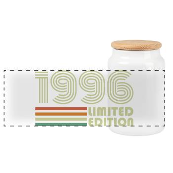 Cadeau d’anniversaire rétro vintage 1996 1996 - Boîte à biscuits avec couvercle en bois - blanc - Devant