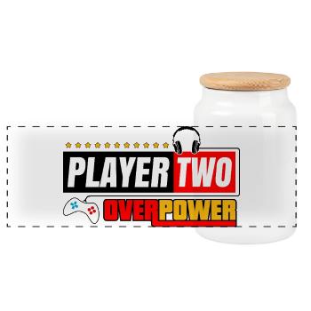 Joueur Deux Overpower | Style des joueurs et streamers - Boîte à biscuits avec couvercle en bois - blanc - Devant