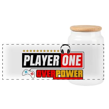 Puissance supérieure du Joueur Un | Style des joueurs et streamers - Boîte à biscuits avec couvercle en bois - blanc - Devant