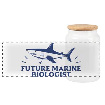 Future marine biologist student shark lover - Panoramic Cookie Jar with Wooden Lid - white - Front