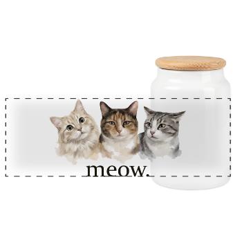 Katzen miauen lustig Katzenliebhaber lustig miauen - Panorama Keksdose mit Holzdeckel - Weiß - Vorne