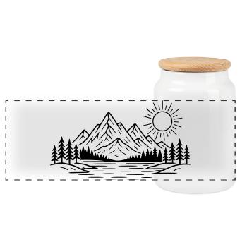 Berge Natur Wald - Panorama Keksdose mit Holzdeckel - Weiß - Vorne