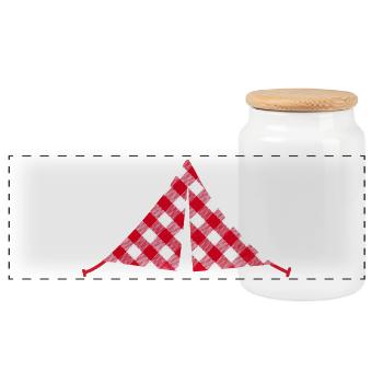 Tent Camping Camper Outdoor Caravan Caravan - Panoramic Cookie Jar with Wooden Lid - white - Front