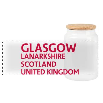 Glasgow – Scotland Textdesign - Panoramic Cookie Jar with Wooden Lid - white - Front