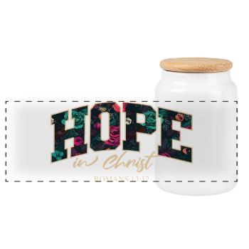 Hope in Christ Florales Christliches Bibelvers - Panorama Keksdose mit Holzdeckel - Weiß - Vorne