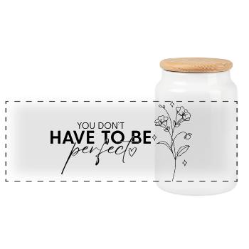Perfect lettering you don't have to be perfect - Panoramic Cookie Jar with Wooden Lid - white - Front