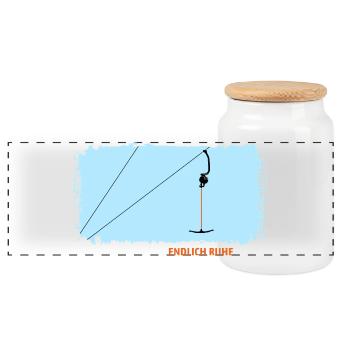Ankerlift | Finally peace, skiing, skiing holidays - Panoramic Cookie Jar with Wooden Lid - white - Front