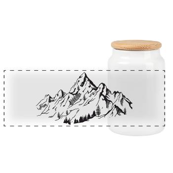 Mountains - Panoramic Cookie Jar with Wooden Lid - white - Front