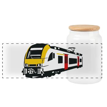 Belgian Electric Multiple Unit Class 08 - Panoramic Cookie Jar with Wooden Lid - white - Front