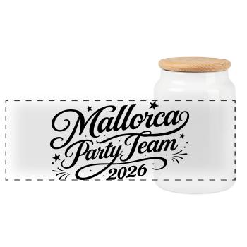 Mallorca Party Team 2026 - Panorama Keksdose mit Holzdeckel - Weiß - Vorne