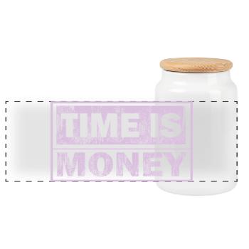 Le temps est de l’argent panneau néon - Boîte à biscuits avec couvercle en bois - blanc - Devant