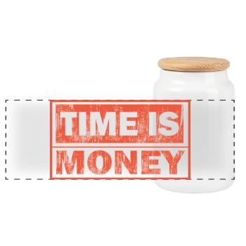 Le temps est de l’argent audacieux - Boîte à biscuits avec couvercle en bois - blanc - Devant