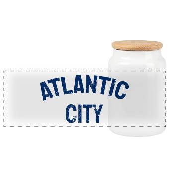 Atlantic City - Est. 1854 - New Jersey - USA - Panoramic Cookie Jar with Wooden Lid - white - Front