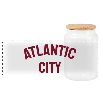 Atlantic City - Est. 1854 - New Jersey - USA - Panoramic Cookie Jar with Wooden Lid - white - Front