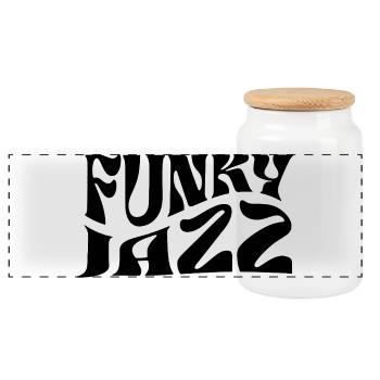 Funky Jazz Musik-Logo-Design - Panorama Keksdose mit Holzdeckel - Weiß - Vorne