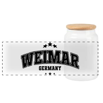 Souvenir de lettrage Varsity de Weimar - Boîte à biscuits avec couvercle en bois - blanc - Devant