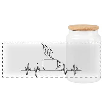 Herzschlag Kaffee - Panorama Keksdose mit Holzdeckel - Weiß - Vorne