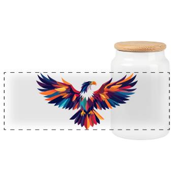 Art coloré des ailes abstraites d’oiseau de feu en forme d’aigle - Boîte à biscuits avec couvercle en bois - blanc - Devant