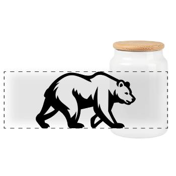 Silhouette of a walking bear, nature symbol - Panoramic Cookie Jar with Wooden Lid - white - Front