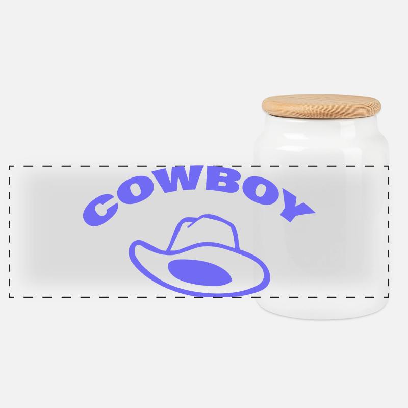 Cow-boy - Boîte à biscuits avec couvercle en bois - blanc