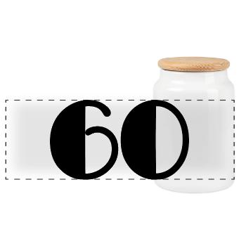 60. 60 JAHRE. 60-JÄHRIGES JUBILÄUM. 60. GEBURTSTAG. - Panorama Keksdose mit Holzdeckel - Weiß - Vorne