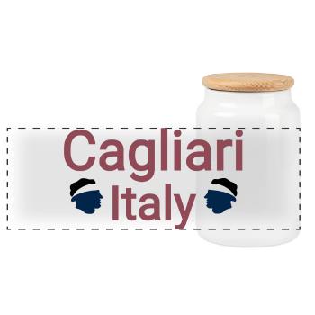 Cagliari italy liebe - Panorama Keksdose mit Holzdeckel - Weiß - Vorne