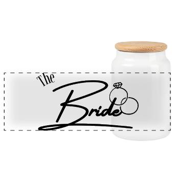 La Mariée - Boîte à biscuits avec couvercle en bois - blanc - Devant