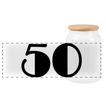 50. 50 YEARS. 50th ANNIVERSARY. 50 YEARS ANNIVERSARY. - Panoramic Cookie Jar with Wooden Lid - white - Front