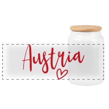 Austria Heart Women's Love Austria - Panoramic Cookie Jar with Wooden Lid - white - Front