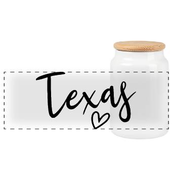 Texas Heart Women's Love Texas - Panoramic Cookie Jar with Wooden Lid - white - Front