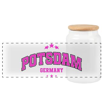 Potsdam City Pride Pink - Panoramic Cookie Jar with Wooden Lid - white - Front