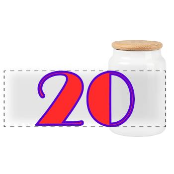 20. 20e ANNIVERSAIRE. ANNIVERSAIRE 20 ANS. 20 ANS. - Boîte à biscuits avec couvercle en bois - blanc - Devant