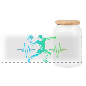 Handball Lovers Handball Sports Players Handball - Panoramic Cookie Jar with Wooden Lid - white - Front
