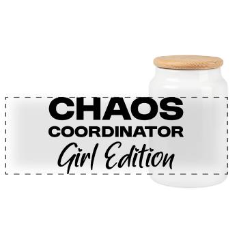 Coordinateur du Chaos - Édition Fille - Maman Fille - Boîte à biscuits avec couvercle en bois - blanc - Devant