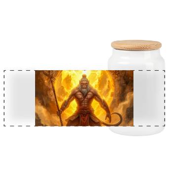 Sun Wukong, der Affenkönig, wiedergeboren in Radiant - Panorama Keksdose mit Holzdeckel - Weiß - Vorne