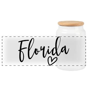 Florida Heart Women's Love Florida - Panorama Keksdose mit Holzdeckel - Weiß - Vorne